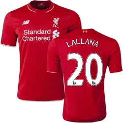 Men's 20 Adam Lallana Liverpool FC Jersey - 15/16 England Football Club New Balance Authentic Red Home Soccer Short Shirt