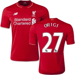 Youth 27 Divock Origi Liverpool FC Jersey - 15/16 England Football Club New Balance Authentic Red Home Soccer Short Shirt