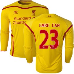 Men's 23 Emre Can Liverpool FC Jersey - 14/15 England Football Club Warrior Authentic Yellow Away Soccer Long Sleeve Shirt