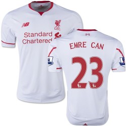 Men's 23 Emre Can Liverpool FC Jersey - 15/16 England Football Club New Balance Authentic White Away Soccer Short Shirt