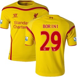 Men's 29 Fabio Borini Liverpool FC Jersey - 14/15 England Football Club Warrior Authentic Yellow Away Soccer Short Shirt
