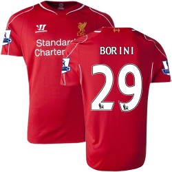 Men's 29 Fabio Borini Liverpool FC Jersey - 14/15 England Football Club Warrior Replica Red Home Soccer Short Shirt