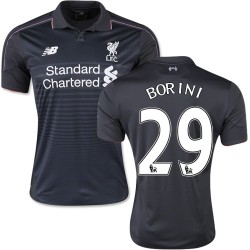 Men's 29 Fabio Borini Liverpool FC Jersey - 15/16 England Football Club New Balance Authentic Black Third Soccer Short Shirt