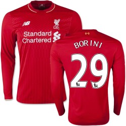 Men's 29 Fabio Borini Liverpool FC Jersey - 15/16 England Football Club New Balance Authentic Red Home Soccer Long Sleeve Shirt