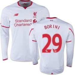 Men's 29 Fabio Borini Liverpool FC Jersey - 15/16 England Football Club New Balance Authentic White Away Soccer Long Sleeve Shir
