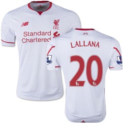 Men's 20 Adam Lallana Liverpool FC Jersey - 15/16 England Football Club New Balance Replica White Away Soccer Short Shirt