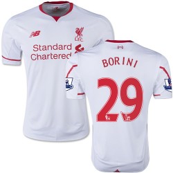 Men's 29 Fabio Borini Liverpool FC Jersey - 15/16 England Football Club New Balance Replica White Away Soccer Short Shirt
