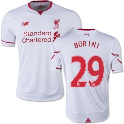 Youth 29 Fabio Borini Liverpool FC Jersey - 15/16 England Football Club New Balance Authentic White Away Soccer Short Shirt