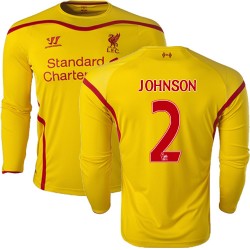 Men's 2 Glen Johnson Liverpool FC Jersey - 14/15 England Football Club Warrior Authentic Yellow Away Soccer Long Sleeve Shirt