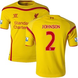 Men's 2 Glen Johnson Liverpool FC Jersey - 14/15 England Football Club Warrior Authentic Yellow Away Soccer Short Shirt