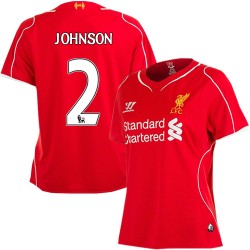 Women's 2 Glen Johnson Liverpool FC Jersey - 14/15 England Football Club Warrior Authentic Red Home Soccer Short Shirt