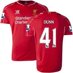 Men's 41 Jack Dunn Liverpool FC Jersey - 14/15 England Football Club Warrior Authentic Red Home Soccer Short Shirt