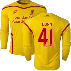 Men's 41 Jack Dunn Liverpool FC Jersey - 14/15 England Football Club Warrior Replica Yellow Away Soccer Long Sleeve Shirt