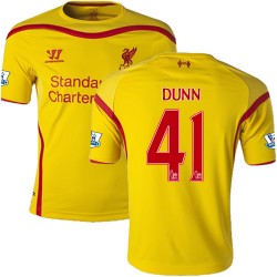 Men's 41 Jack Dunn Liverpool FC Jersey - 14/15 England Football Club Warrior Replica Yellow Away Soccer Short Shirt