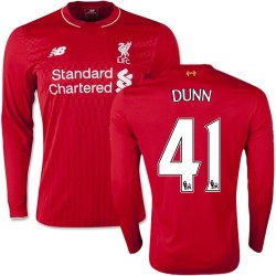 Men's 41 Jack Dunn Liverpool FC Jersey - 15/16 England Football Club New Balance Authentic Red Home Soccer Long Sleeve Shirt