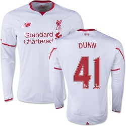 Men's 41 Jack Dunn Liverpool FC Jersey - 15/16 England Football Club New Balance Authentic White Away Soccer Long Sleeve Shirt