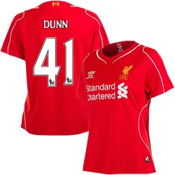 Women's 41 Jack Dunn Liverpool FC Jersey - 14/15 England Football Club Warrior Authentic Red Home Soccer Short Shirt