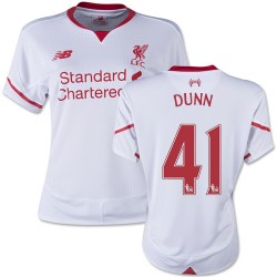 Women's 41 Jack Dunn Liverpool FC Jersey - 15/16 England Football Club New Balance Replica White Away Soccer Short Shirt