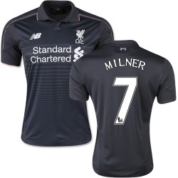 Men's 7 James Milner Liverpool FC Jersey - 15/16 England Football Club New Balance Authentic Black Third Soccer Short Shirt