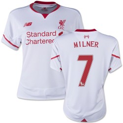 Women's 7 James Milner Liverpool FC Jersey - 15/16 England Football Club New Balance Authentic White Away Soccer Short Shirt