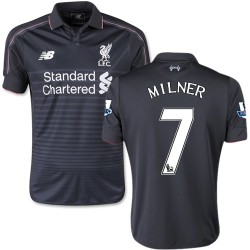 Youth 7 James Milner Liverpool FC Jersey - 15/16 England Football Club New Balance Authentic Black Third Soccer Short Shirt