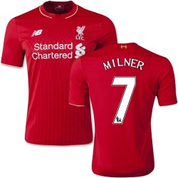 Youth 7 James Milner Liverpool FC Jersey - 15/16 England Football Club New Balance Authentic Red Home Soccer Short Shirt