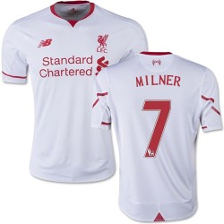 Youth 7 James Milner Liverpool FC Jersey - 15/16 England Football Club New Balance Authentic White Away Soccer Short Shirt
