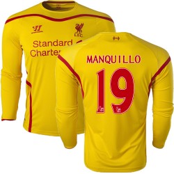 Men's 19 Javi Manquillo Liverpool FC Jersey - 14/15 England Football Club Warrior Replica Yellow Away Soccer Long Sleeve Shirt