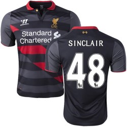 Men's 48 Jerome Sinclair Liverpool FC Jersey - 14/15 England Football Club Warrior Authentic Black Third Soccer Short Shirt