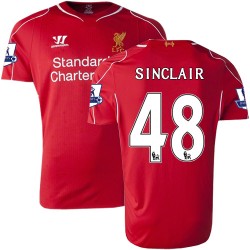 Men's 48 Jerome Sinclair Liverpool FC Jersey - 14/15 England Football Club Warrior Authentic Red Home Soccer Short Shirt