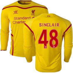 Men's 48 Jerome Sinclair Liverpool FC Jersey - 14/15 England Football Club Warrior Replica Yellow Away Soccer Long Sleeve Shirt