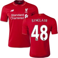 Men's 48 Jerome Sinclair Liverpool FC Jersey - 15/16 England Football Club New Balance Authentic Red Home Soccer Short Shirt