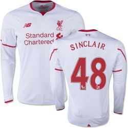 Men's 48 Jerome Sinclair Liverpool FC Jersey - 15/16 England Football Club New Balance Authentic White Away Soccer Long Sleeve S