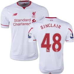 Men's 48 Jerome Sinclair Liverpool FC Jersey - 15/16 England Football Club New Balance Authentic White Away Soccer Short Shirt
