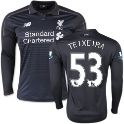 Men's 53 Joao Carlos Teixeira Liverpool FC Jersey - 15/16 England Football Club New Balance Authentic Black Third Soccer Long Sleeve Shirt