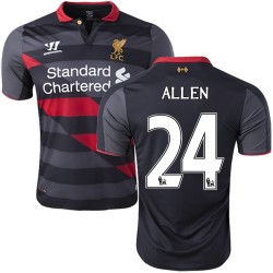 Men's 24 Joe Allen Liverpool FC Jersey - 14/15 England Football Club Warrior Authentic Black Third Soccer Short Shirt