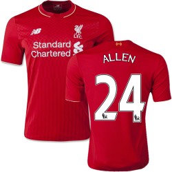 Men's 24 Joe Allen Liverpool FC Jersey - 15/16 England Football Club New Balance Replica Red Home Soccer Short Shirt