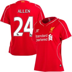 Women's 24 Joe Allen Liverpool FC Jersey - 14/15 England Football Club Warrior Replica Red Home Soccer Short Shirt
