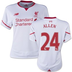 Women's 24 Joe Allen Liverpool FC Jersey - 15/16 England Football Club New Balance Authentic White Away Soccer Short Shirt