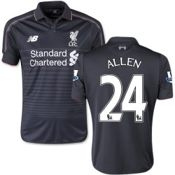 Youth 24 Joe Allen Liverpool FC Jersey - 15/16 England Football Club New Balance Authentic Black Third Soccer Short Shirt