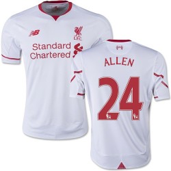 Youth 24 Joe Allen Liverpool FC Jersey - 15/16 England Football Club New Balance Authentic White Away Soccer Short Shirt