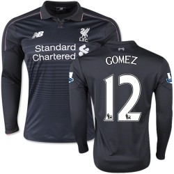 Men's 12 Joe Gomez Liverpool FC Jersey - 15/16 England Football Club New Balance Authentic Black Third Soccer Long Sleeve Shirt