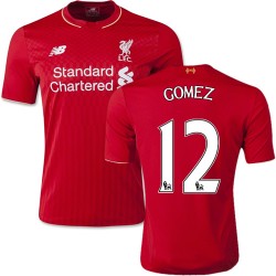 Men's 12 Joe Gomez Liverpool FC Jersey - 15/16 England Football Club New Balance Authentic Red Home Soccer Short Shirt