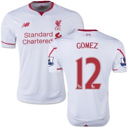Men's 12 Joe Gomez Liverpool FC Jersey - 15/16 England Football Club New Balance Authentic White Away Soccer Short Shirt