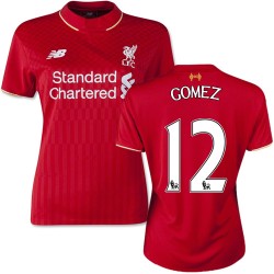 Women's 12 Joe Gomez Liverpool FC Jersey - 15/16 England Football Club New Balance Authentic Red Home Soccer Short Shirt