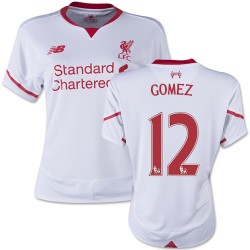 Women's 12 Joe Gomez Liverpool FC Jersey - 15/16 England Football Club New Balance Authentic White Away Soccer Short Shirt