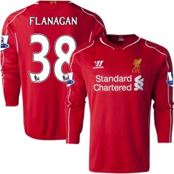 Men's 38 Jon Flanagan Liverpool FC Jersey - 14/15 England Football Club Warrior Authentic Red Home Soccer Long Sleeve Shirt