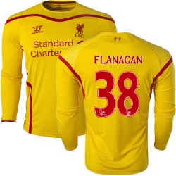 Men's 38 Jon Flanagan Liverpool FC Jersey - 14/15 England Football Club Warrior Replica Yellow Away Soccer Long Sleeve Shirt