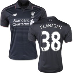 Men's 38 Jon Flanagan Liverpool FC Jersey - 15/16 England Football Club New Balance Authentic Black Third Soccer Short Shirt