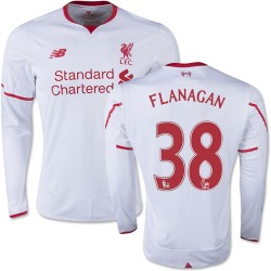 Men's 38 Jon Flanagan Liverpool FC Jersey - 15/16 England Football Club New Balance Replica White Away Soccer Long Sleeve Shirt